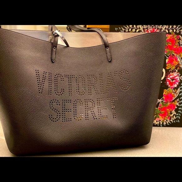 Victoria's Secret Handbags - Victoria Secret Silver/blk large tote